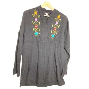 Women's Cotton Handcrafted Johnny Was Inspired Floral Embroidered Blouse Top S